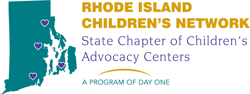 a map of rhode island besides text reading "rhode island children's network,state chapter of children's advocacy centers"